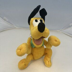 Walt Disney World Pluto Plush Stuffed Animal Green Bow Tie Castle Stamp On Paw